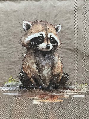 Corneeltje Wol - 1 - Wasbeer Servet Dier - Wasbeer - D0008 - 33x33cm