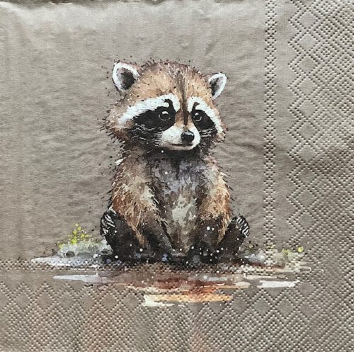 Corneeltje Wol - 1 - Wasbeer Servet Dier - Wasbeer - D0008 - 33x33cm