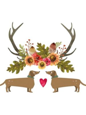 Corneeltje Wol - 2 - Teckel Servet Herfst - Twee teckels - H0010 33x33cm