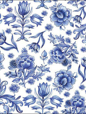 Corneeltje Wol - Delfts blauw bloemen - 2 Servet Delft Blauw - Bloemen - DB0004 - 33x33cm
