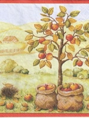 Corneeltje Wol - Herfst sever appelboom H0027 Servet Herfst - Herfst appelboom - H0027 - 33 x 33 cm