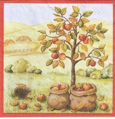 Corneeltje Wol - Herfst sever appelboom H0027 Servet Herfst - Herfst appelboom - H0027 - 33 x 33 cm