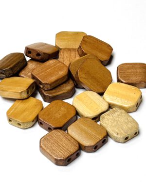 Houten platte kralen 2,2x1,8x0,5cm (12 stuks)