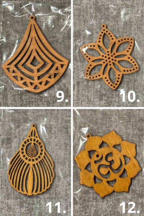 Houten hangend ornament (1 stuk) 6 x 7 cm