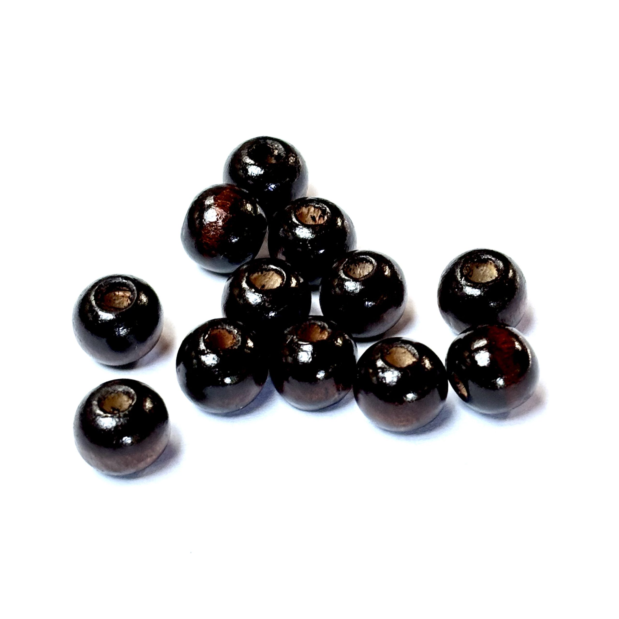 Corneeltje Wol - Houten kralen 12 mm donkerbruin - 1 Houten kralen 12 mm Ø donkerbruin (12 stuks)