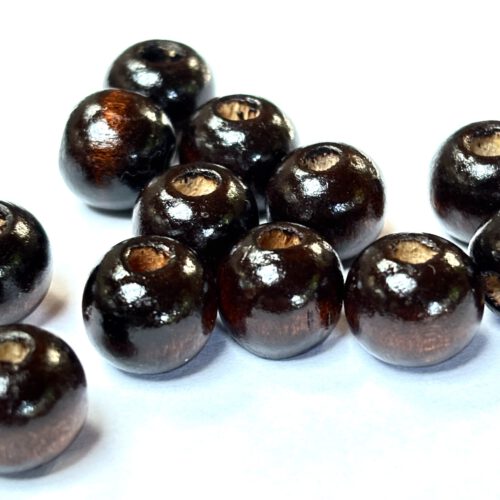 Corneeltje Wol - Houten kralen 12 mm donkerbruin - 2 Houten kralen 12 mm Ø donkerbruin (12 stuks)