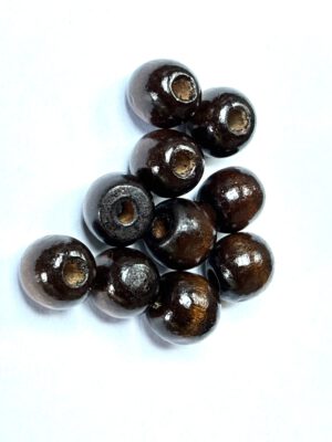 Houten kralen 14 mm Ø donkerbruin (10 stuks)