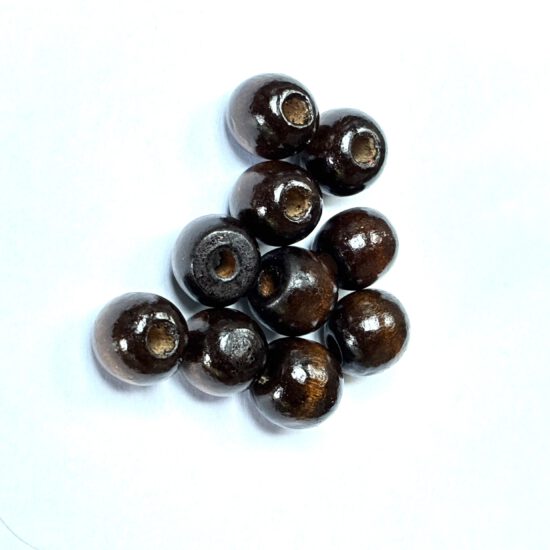 Houten kralen 14 mm Ø donkerbruin (10 stuks)