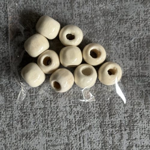 Houten kralen (10 stuks) 9 x 10 mm - Wit
