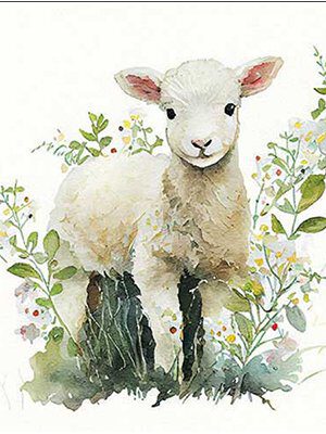 Corneeltje Wol - Lammetje in wei Servet Dieren - Lammetje in de wei - D0006 - 33x33cm