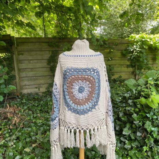 Haakpakket - Poncho Ibiza blue