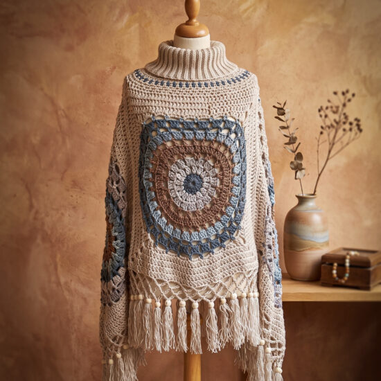 Haakpakket - Poncho Ibiza blue