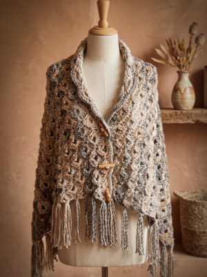 Corneeltje Wol - Poncho Isa Naturel - Sfeerfoto Haakpakket - Poncho Isa - Stoer & Stijlvol 64