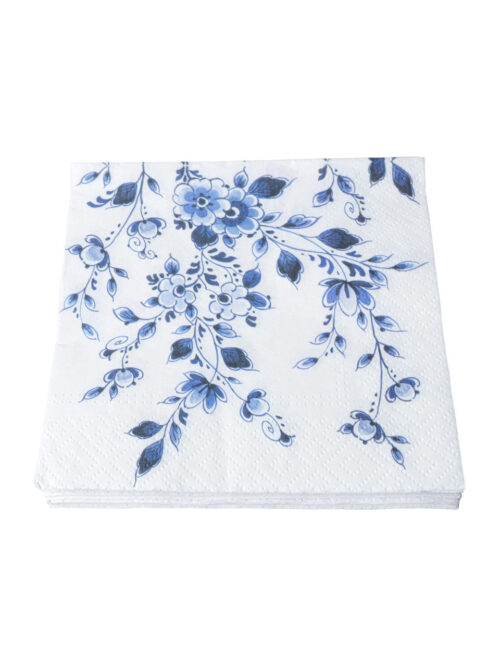Servet Delft Blauw - Bloemen - DB0009 - 33x33cm