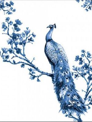 Corneeltje Wol - Servet - Delfts Blauw - DB0010 Servet Delft Blauw - Pauw - DB0012 - 25x25cm (Cocktail servet)