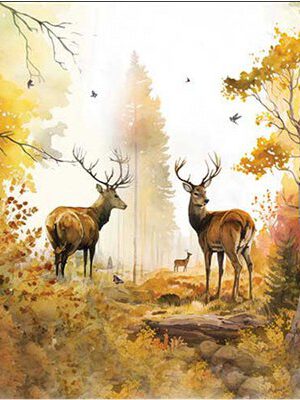 Corneeltje Wol - Servet herten herfst Servet Herfst - Herten in herfst - H0003 - 33x33cm