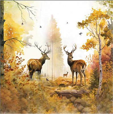 Servet Herfst - Herten in herfst - H0004 - 25x25cm (Coctail servet)