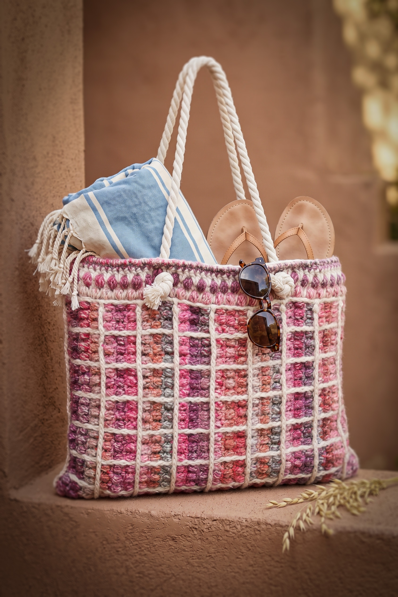 Haakpakket - Tas Pink Puff block MC 76