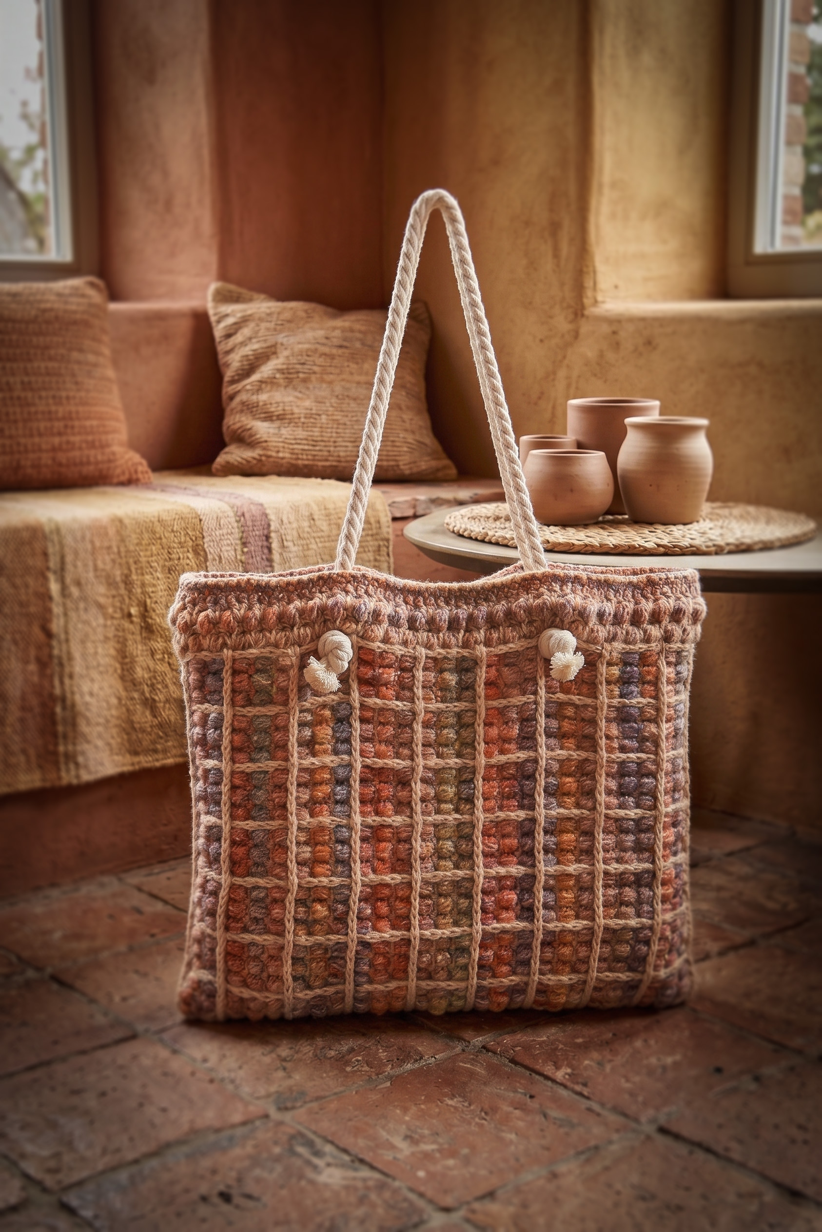 Haakpakket - Tas Orange puff block MC 89