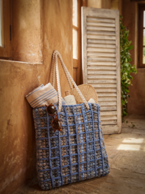 Haakpakket - Tas Blue Puff block MC 02
