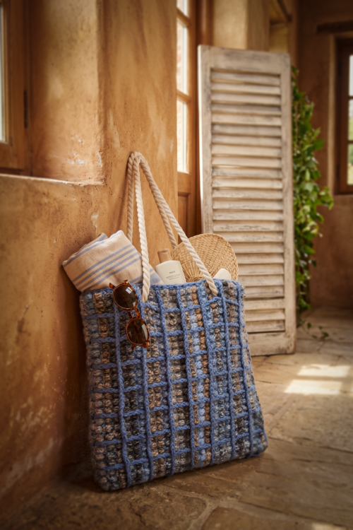 Haakpakket - Tas Blue Puff block MC 02