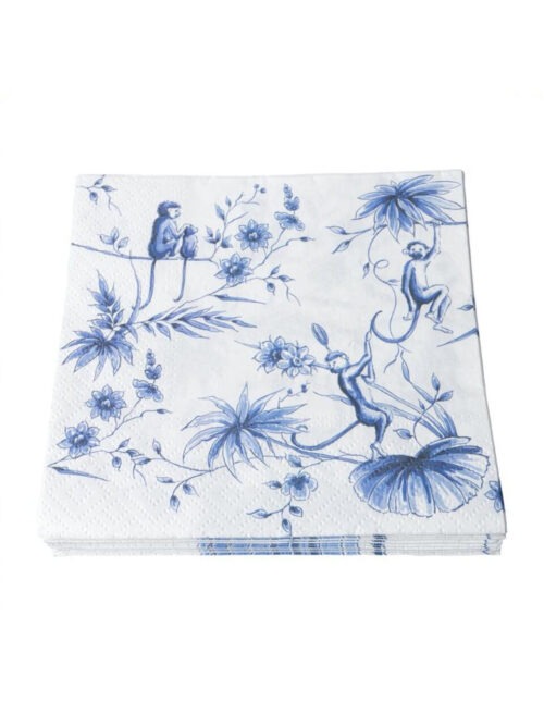Servet Delft Blauw - Aapjes - DB0003 33x33cm