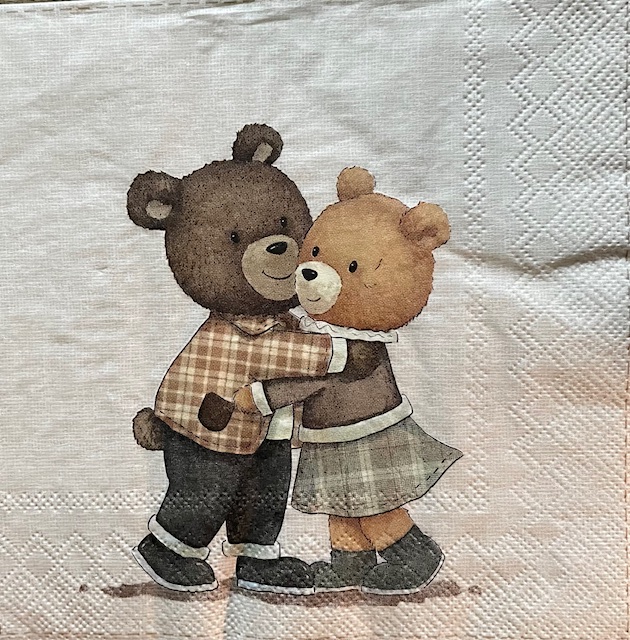 Servet Dier - Twee beren knuffelend - K0003 - 33x33cm