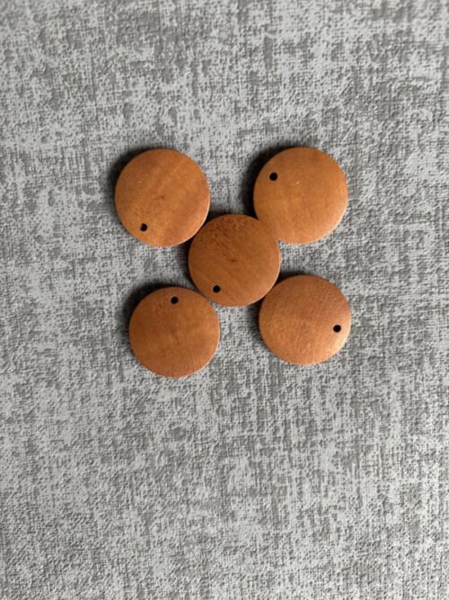 Corneeltje Wol - platte Houten kralen bruin -1 Platte houten kralen 2,5 cm Ø (5 stuks) - Meerdere kleuren