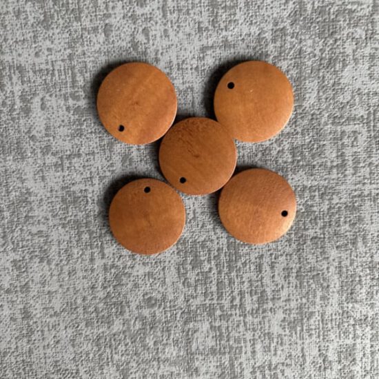 Corneeltje Wol - platte Houten kralen bruin -1 Platte houten kralen 2,5 cm Ø (5 stuks) - Meerdere kleuren