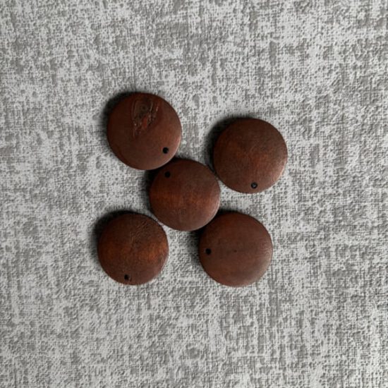 Corneeltje Wol - platte Houten kralen bruin Platte houten kralen 2,5 cm Ø (5 stuks) - Meerdere kleuren