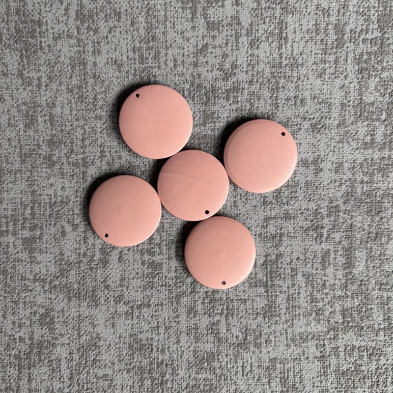 Corneeltje Wol - platte Houten kralen roze Platte houten kralen 2,5 cm Ø (5 stuks) - Meerdere kleuren