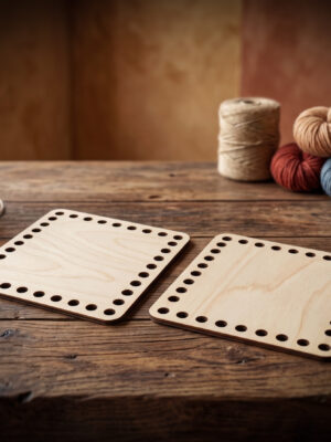 Houten paneeltjes 10 cm Ø - 32 boorgaten (2 stuks)
