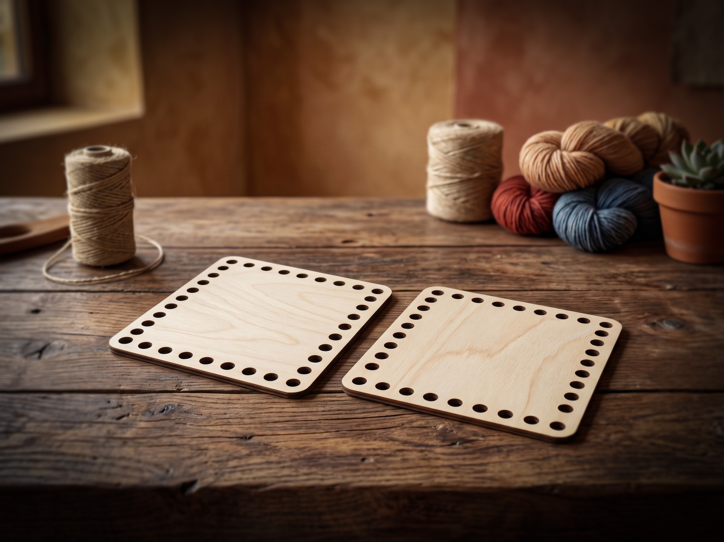 Houten paneeltjes 10 cm Ø - 32 boorgaten (2 stuks)