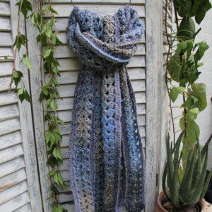 Haakpakket - Mile a Minute sjaal (Blue & Grey) - Stoer & Stijlvol 64