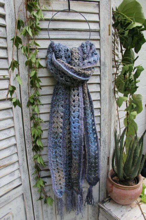 Haakpakket - Mile a Minute sjaal (Blue & Grey) - Stoer & Stijlvol 64