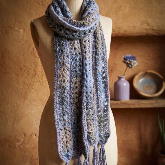 Haakpakket - Mile a Minute sjaal (Blue & Grey) - Stoer & Stijlvol 64