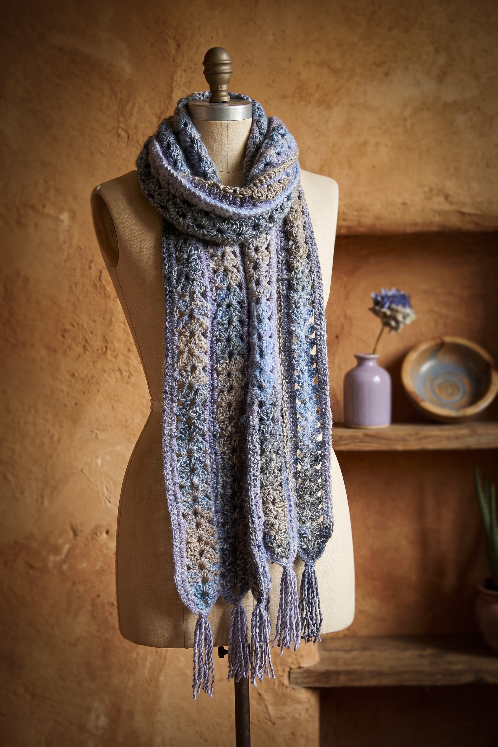Haakpakket - Mile a Minute sjaal (Blue & Grey) - Stoer & Stijlvol 64