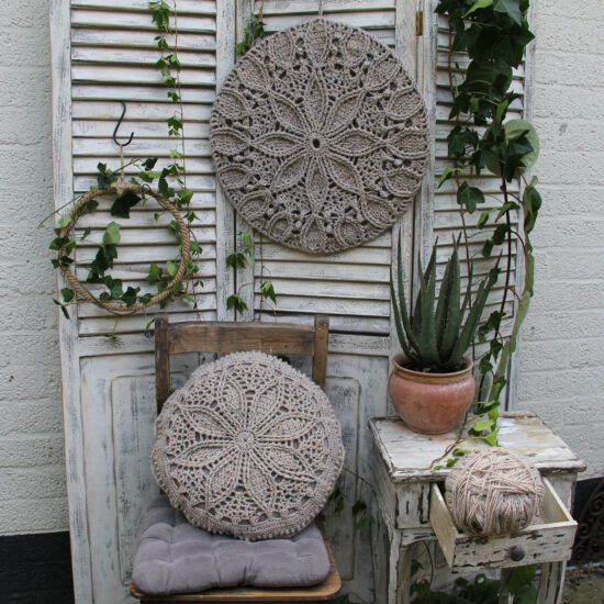 Haakpakket set - Wanddeco & kussen Naturel