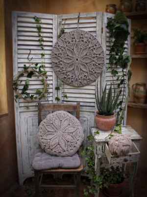 Haakpakket set - Wanddeco & kussen Naturel