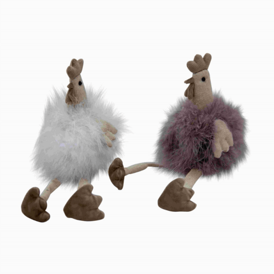 Bonte Kip wit of bruin 31 cm (per stuk)