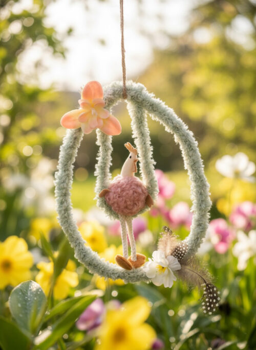 LIMITED EDITION: Haakpakket - Ei met kipje op schommel (mint groen)