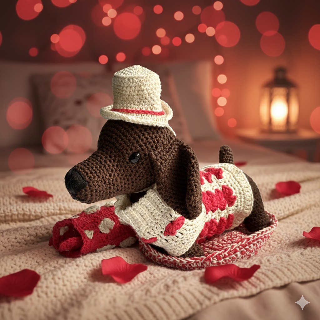 Cor & Co - Haakpakket - Ties Hartjes outfit (kleding-set) - Ties de Teckel