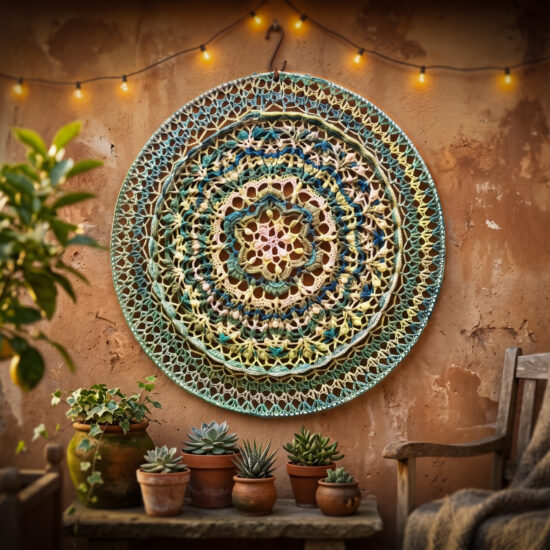 Mandala - Ø 80 cm - Blauw/groen/creme tinten - Kant & Klaar