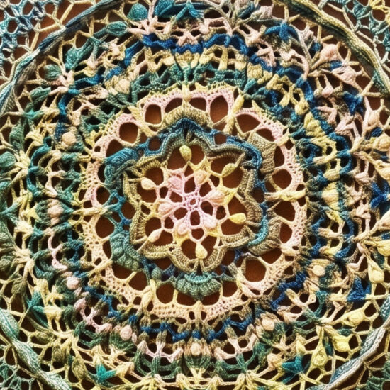 Mandala - Ø 80 cm - Blauw/groen/creme tinten - Kant & Klaar