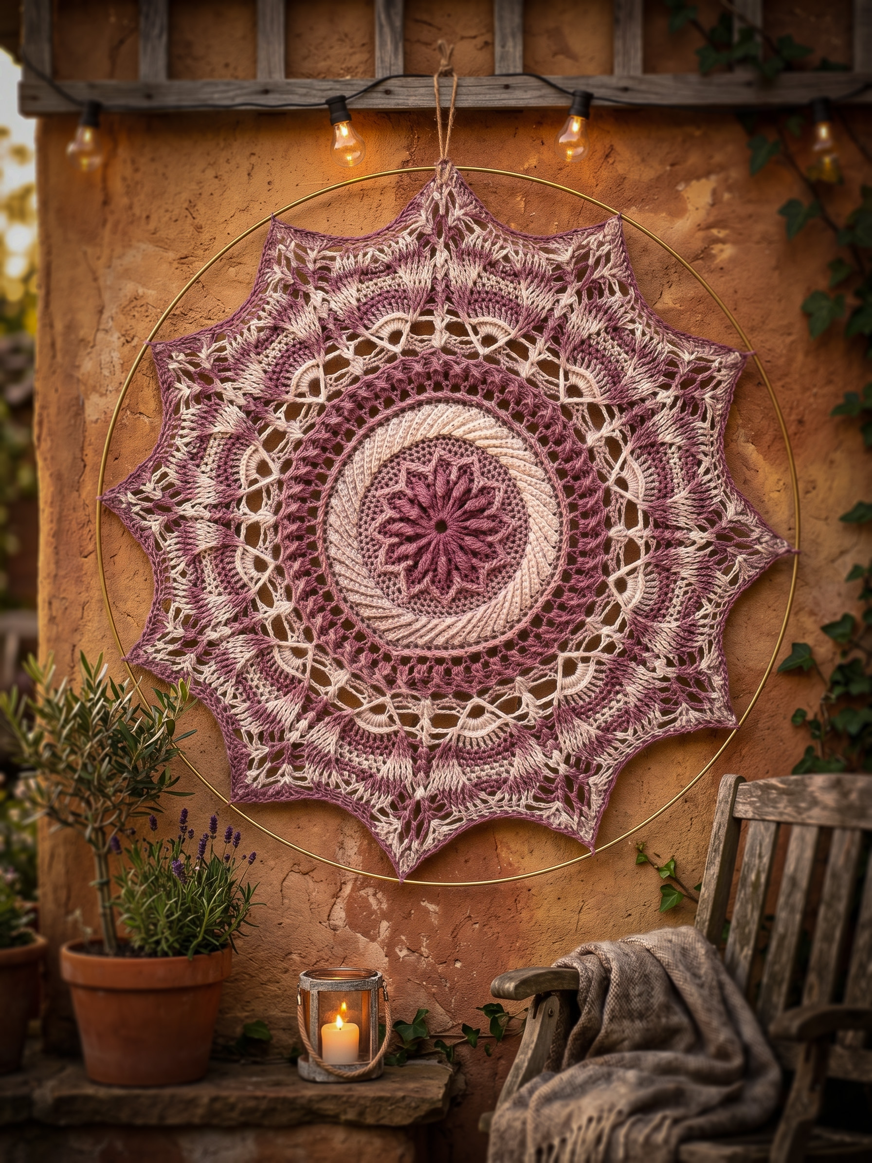 Mandala 11 - 80 cm - Roze/Creme - Kant & Klaar