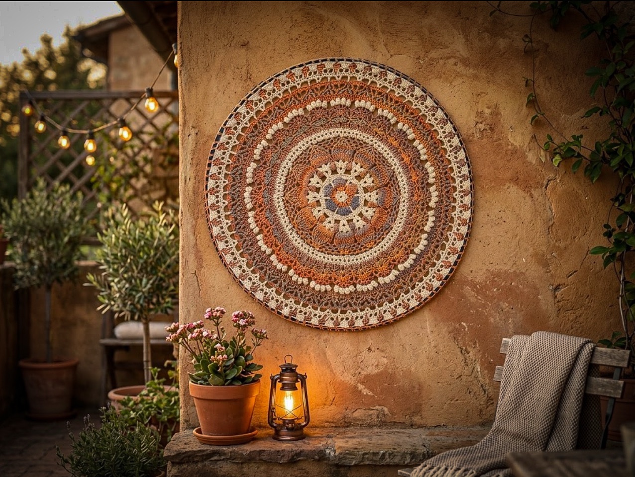 Mandala - 62 cm - Geel/houten mandala  - Kant & Klaar