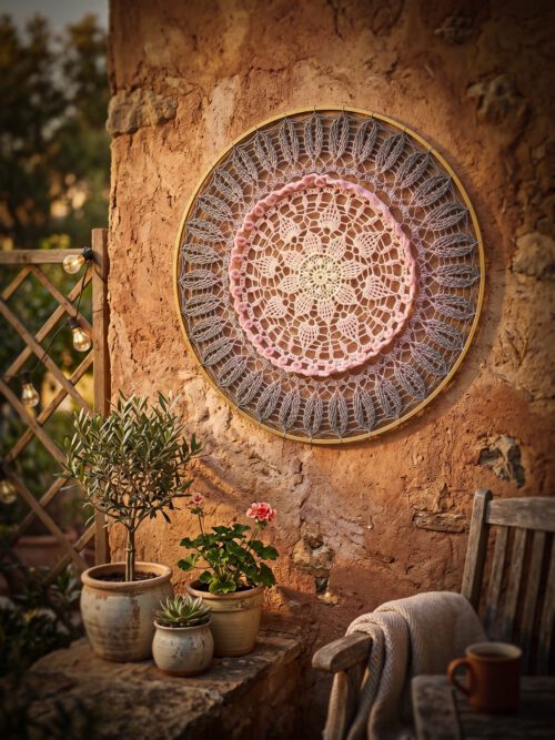 Mandala ∅ 80 cm - roze / grijs - Kant & Klaar