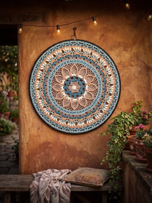 Mandala ∅ 80 cm - Blauw/Bruin/Crème - Kant & Klaar