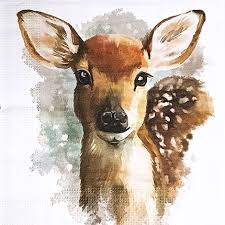 Servet Hert Aquarel - 33x33 cm