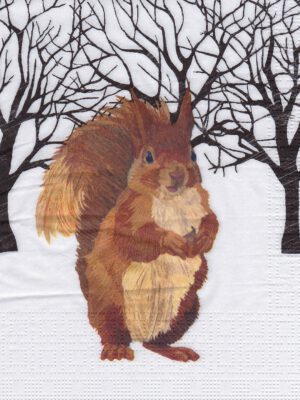 Corneeltje Wol - Servet Eekhoorn Winterlandschap Servet Eekhoorn Winterlandschap - 33x33 cm
